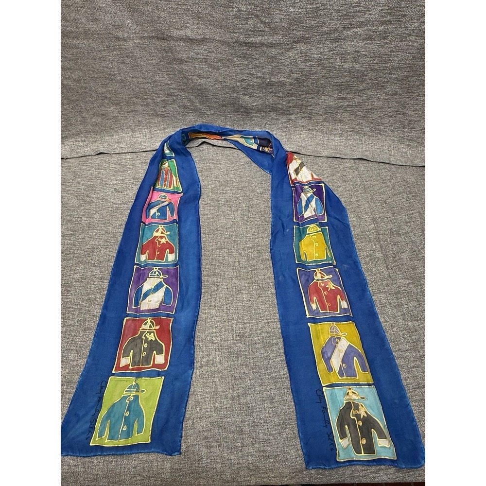Horse Racing Womens Scarf Jockey Outfits Blue Painted